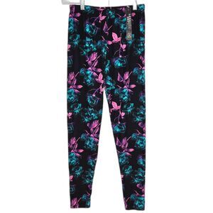 Leggings Depot Rose Floral Printed Leggings | Women's Plus Size Black Teal Pink